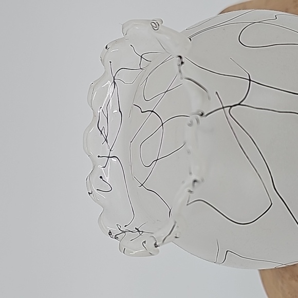 Vintage Anchor Hocking Frosted DRIZZLE Glass Globe Vase Spaghetti String MCM Vas - Picture 4 of 6